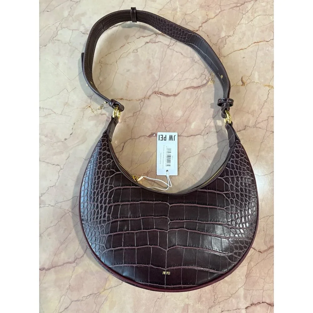 JW PEI Carly Saddle Bag in Brown Croc New Womens Shoulder Purse - Picture 7 of 14